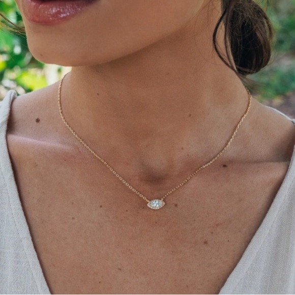 Sterling Forever Jamie Marquise Cubic Zirconia Pendant Necklace - Picture 9 of 9